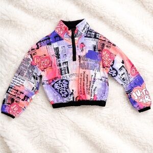 Justice Girls Graffiti Zip-Up Sweatshirt Y2K Streetwear Size youth medium